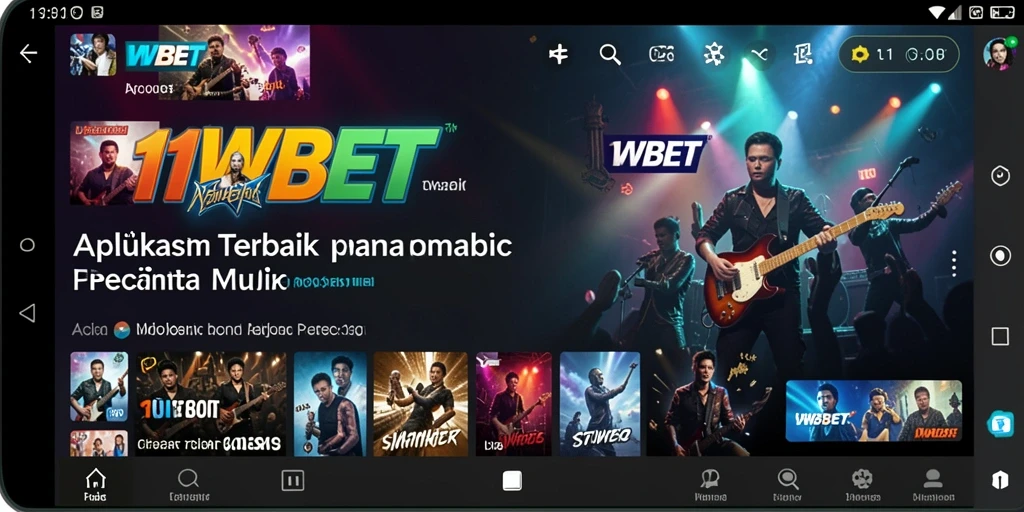Screenshot utama 11WBET menampilkan antarmuka musik yang menarik dan interaktif.