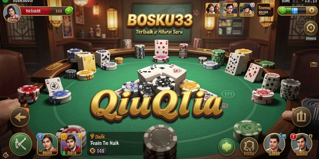 Tampilan seru dari gameplay QiuQiu di BOSKU33.