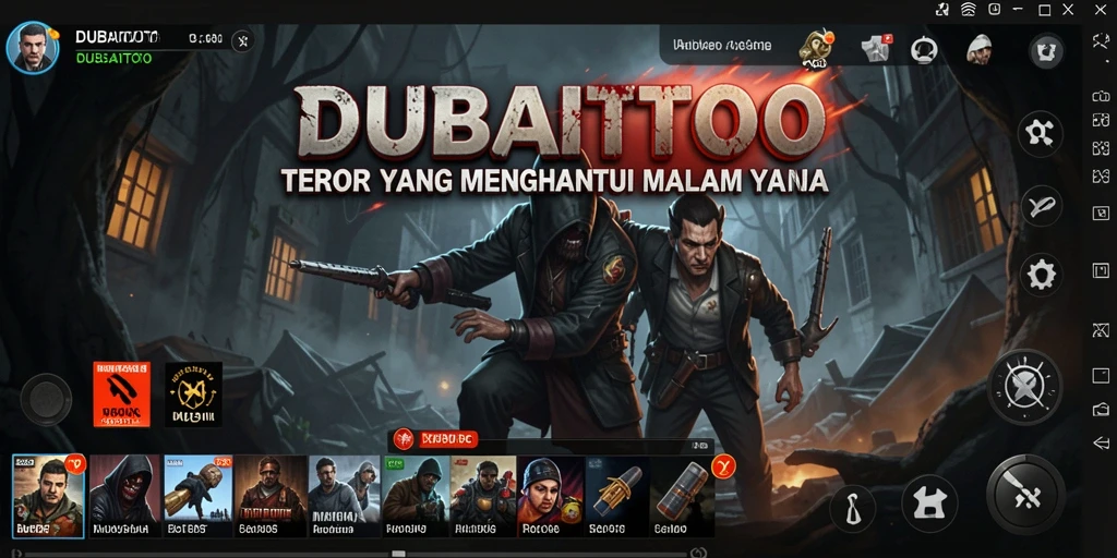Screenshot menunjukkan karakter utama menghadapi makhluk menyeramkan dalam kegelapan.