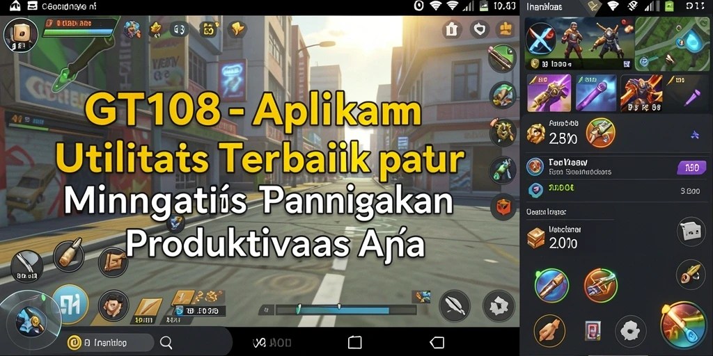 Tampilan antarmuka utama GT108 yang menunjukkan fitur-fitur utilitas.