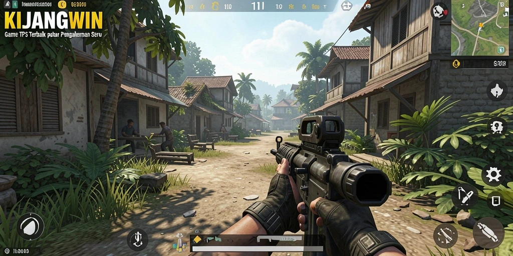 Screenshot KIJANGWIN menunjukkan aksi gameplay yang mendebarkan di arena TPS.