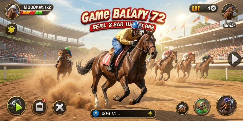 Screenshot gameplay LUCKY72 menampilkan aksi balapan yang mendebarkan.