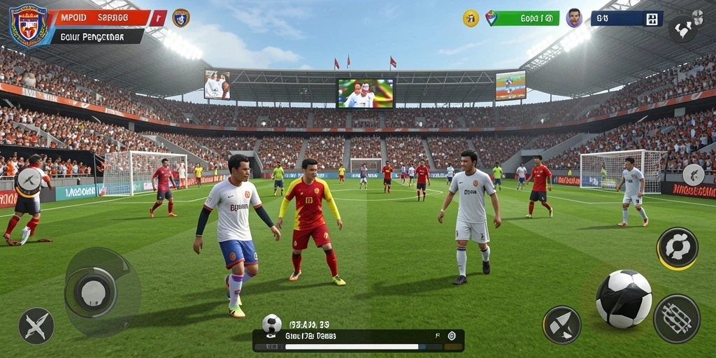 Tampilan nyata dari pertandingan sepak bola di MPOID.