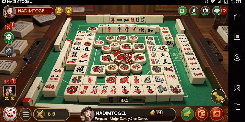 Screenshot gameplay NADIMTOGEL menampilkan aksi seru permainan Mahjong.