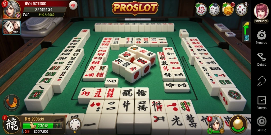 Tangkapan layar permainan PROSLOT yang menampilkan suasana seru Mahjong.