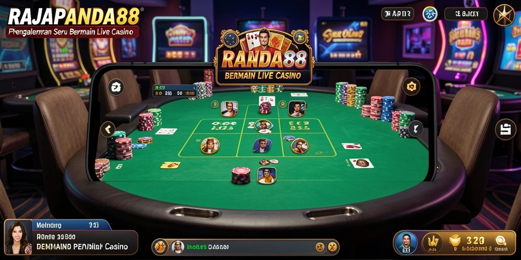 Tangkapan layar RAJAPANDA88 menampilkan gameplay Live Casino yang seru.