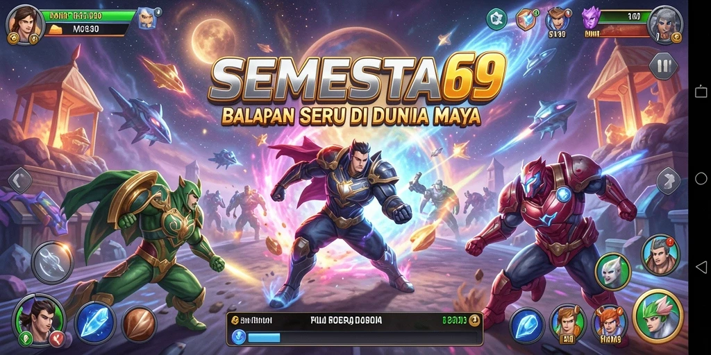 Tampilan gameplay menarik dari SEMESTA69 yang penuh aksi balapan.