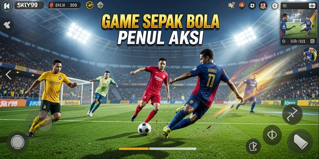 Screenshot SKY99 menampilkan aksi permainan sepak bola yang seru dan mendebarkan.