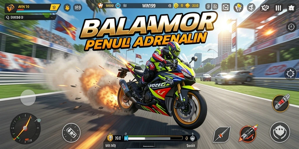 Gameplay menegangkan dari WIN199 dengan balapan motor yang seru.